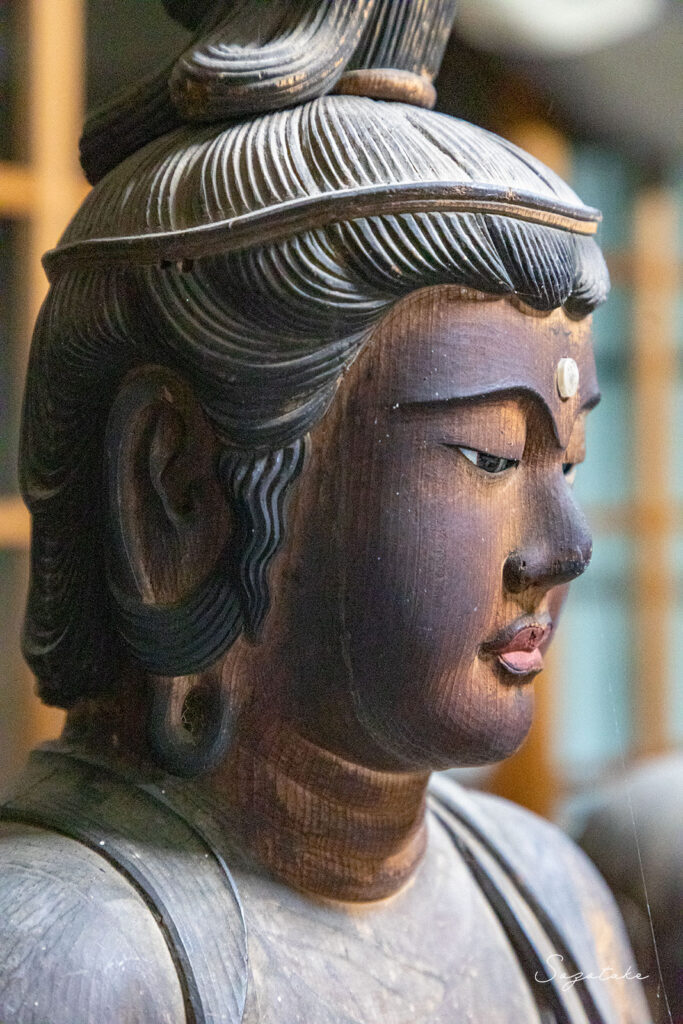月光菩薩像　顔面の側面